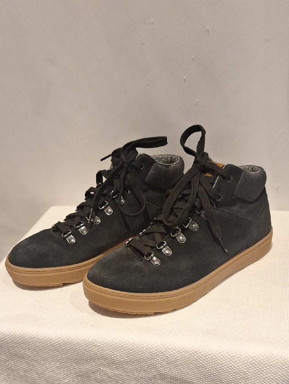 Forsake Women's Lucie Mid Black Suede High-Top Sneakers with Gum Sole